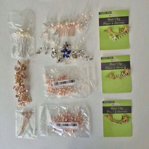 10 Piece Wedding Prom Faux Gems Pearls Wedding Hair Combs Barrettes Pins